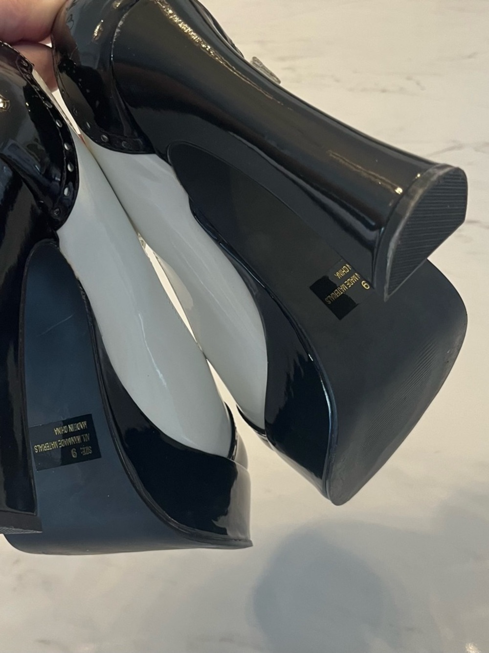 Ellie Black and White Mary Jane Platform Heels - Picture 6 of 6